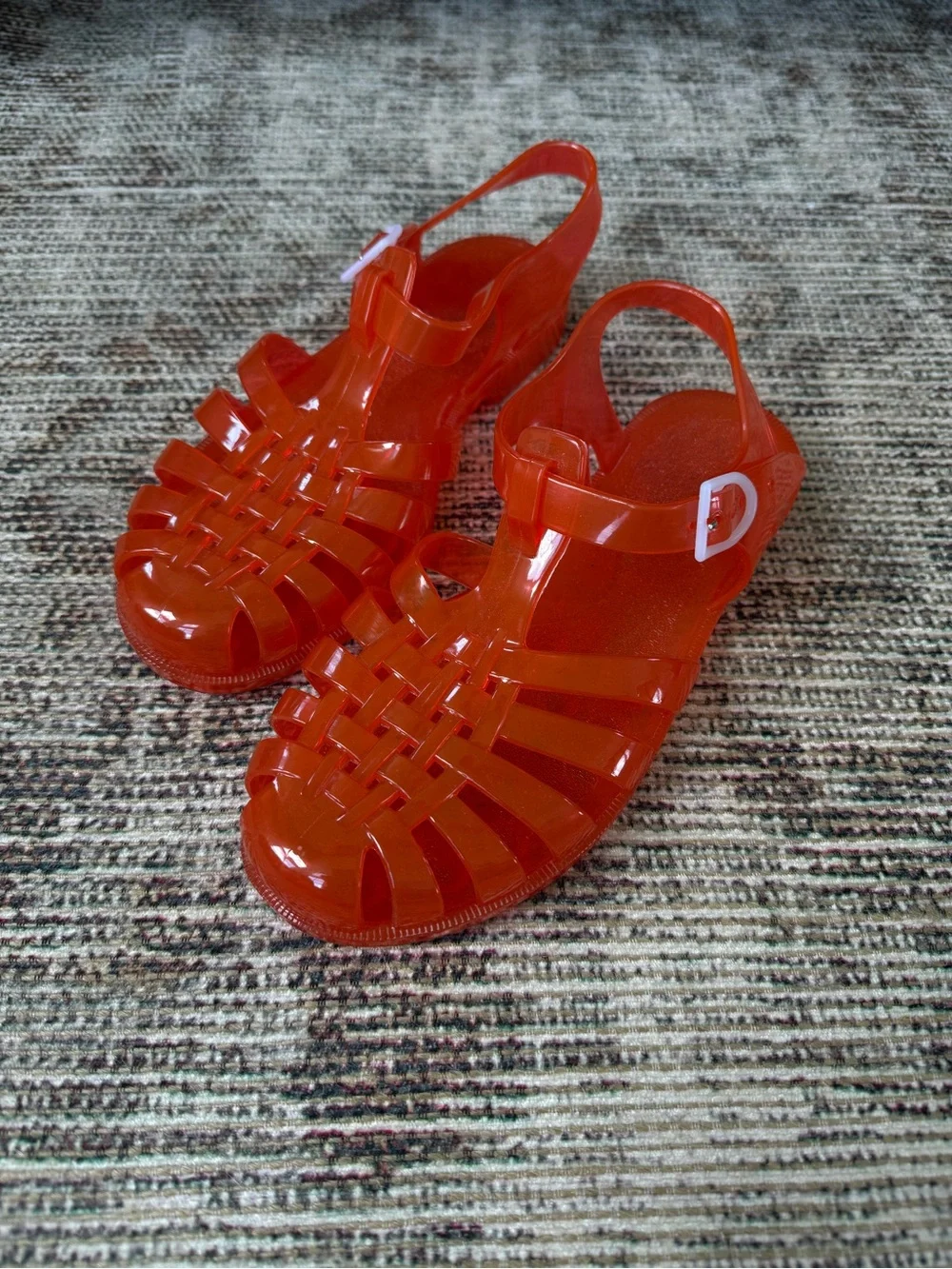 Meduse Bright Orange Jelly Kids Sandals with Buckle